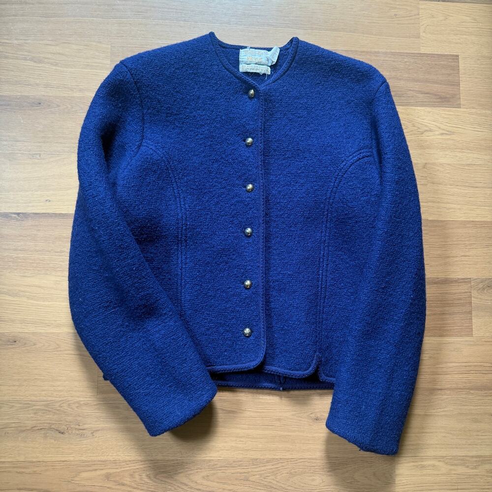 Women's Vintage 90's Tally-Ho Blue Fair Isle Wool Nordic Cardigan Sweater Sz M